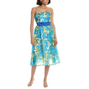 Flora Bea NYC Sia Dress Size Small NWT Blue Antigua Island Green Strapless